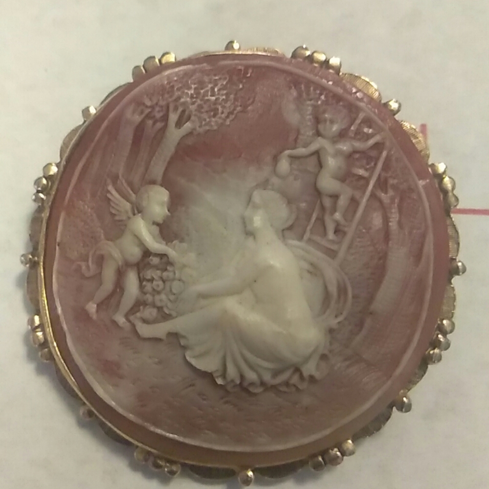 Garden cameo brooch